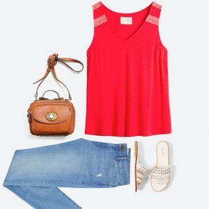 Skies Are Blue Taina Embroidery Detail Knit Top